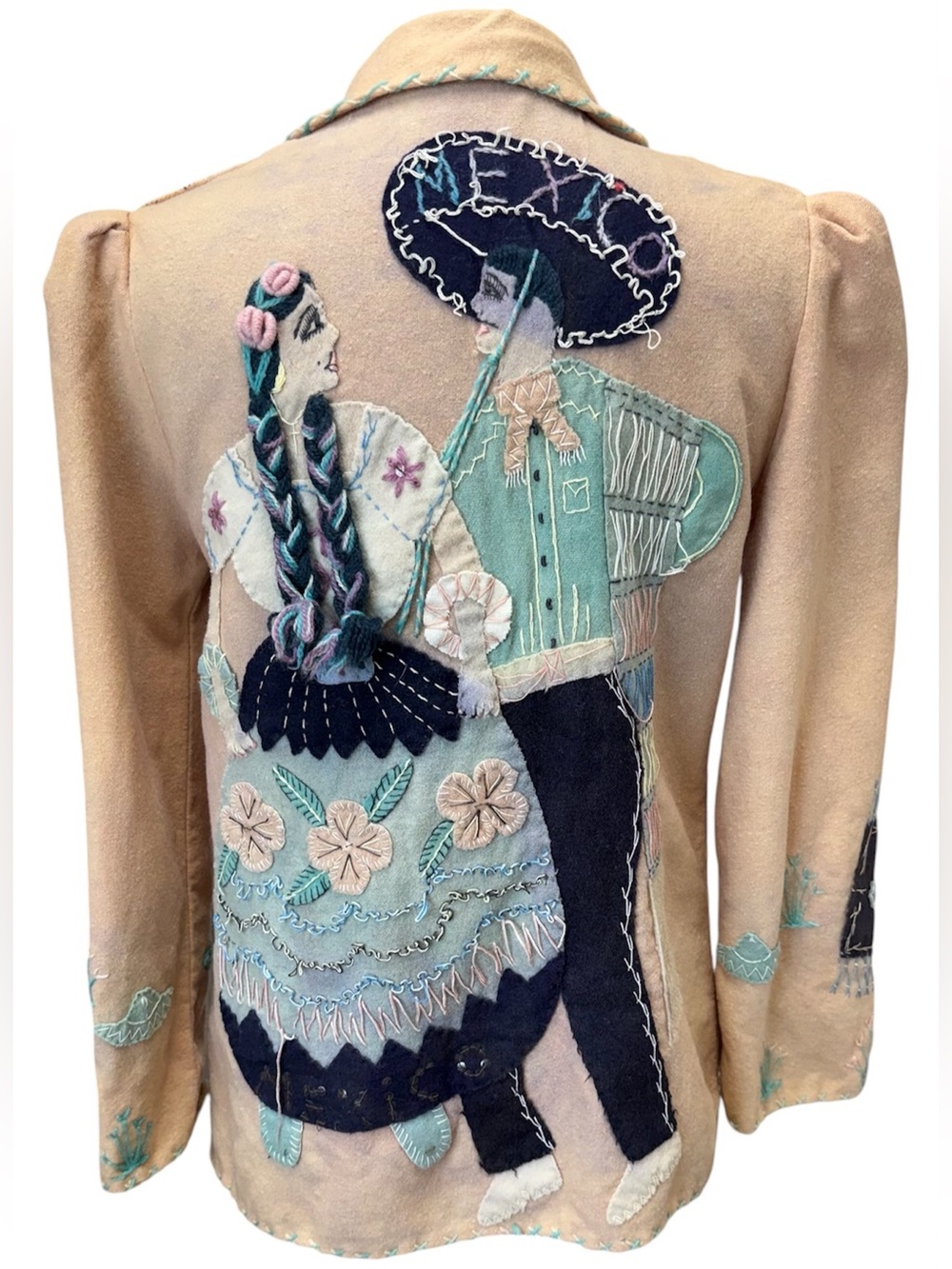 Vintage Mexican Couple Wool Souvenir Jacket